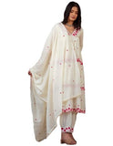 Anni Designer Women'S Rayon Blend Anarkali Embroidered Kurta With Pant & Dupatta (Raashi Cream_M_Cream_Medium),Cream,M
