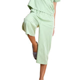 Enamor E402 High-Rise Cotton Slub Basic Culottes For Women With Concealed Adjustable Drawstring(E402_Soft Green_Xl)