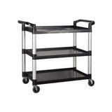 Winco UC3019K Bussing and Utility Cart 3 Shelves, 40Wx20Dx38H Overall, Black