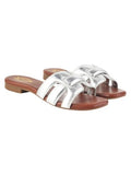 Shoetopia Shiny Open Toe Embellished Silver Flats For Women & Girls /Eu42,Silver,9,B0F6TVK18S