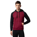 Fyltr Men'S Casual Colourblock Raglan Hoodie With Drawstrings - Utility Pockets | Ribbed Hem & Cuff,Berry Cherry,Berry Cherry,2Xl