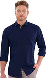 Lookmark Men'S Cotton Blend Stitched Solid Full Sleeve Shirt(Shirt 04-M) Blue