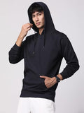 Adro Mens Cotton Solid Hoodie Sweatshirts (H23-Pln-Nb_Navy_M)