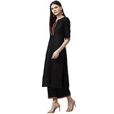 Gosriki Women'S Cotton Straight Solid Kurta And Palazzos & Dupatta(Sonari-New-Black_L-Black_Large),Black,,B0987R7J9F