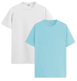 ADRO T Shirts Pack of 2 Mens Tshirts Cotton T Shirts for Men Tshirt T-Shirts Combo T Shirts Tshirts for Men Plain Solid Tshirts White Mint Tshirt for Men RCM2-PLN-WH-MI-M,White,Mint