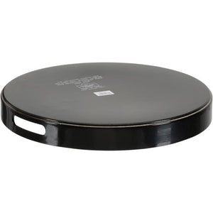 10 Strawberry Street 13.5 Lacquer Round Serving Tray with handles, Black
