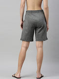 Enamor Essentials Womens Mid Rise Relaxed Fit 100% Cotton Knee Length Shorts Bermuda with Elasticated Waistband and Pockets - E080-(E080_Mediumgrey Melange_M),Mediumgrey Melange