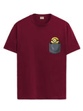 ADRO Tshirt for Men | Anime T Shirt for Men | 100% Cotton Tshirt | Graphic Printed T-Shirt | Chest Printed Tshirt | Minion Anime Tshirt | T-Shirts| RN24-STICK-PCMIN-MR-M Maroon,Maroon