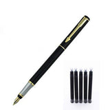 GOLD LEAF Baoer Emotion Fountain Pen with Converter and 5 Black Cartridges
