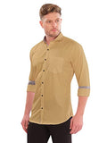 Lookmark Men'S Cotton Blend Stitched Solid Full Sleeve Shirt(Shirt 02-Xxl) Beige