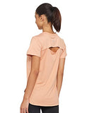 Enamor Athleisure Polyester Women's Relaxed Fit Crew Neck Hip Length Short Sleeves Quick Dry Antimicrobial 4 Stretch T-Shirt for Women - E105(E105-Cider Melange W/Magic-M),Cider Mel W/Magic