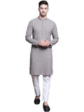 Jompers Men'S Sequin Embroidered Pure Cotton Kurta With Pyjamas (Grey, L)