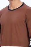 ADRO Men Full Sleeve T-Shirt | Premium Cotton Tshirt for Men|Casual Fashion Relaxed Fit Full Sleeve Round Neck Tshirt|FR24-BRWS-L Brown White,Brown, White