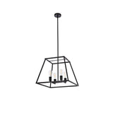 Living District Declan 4-Light Farmhouse Metal Pendant In Black Finish