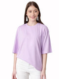 Kotty Women'S Cotton Blend Solid Oversized T-Shirts,Light PurpleApparel,XL