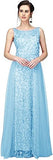 PATLANI Women's Net Fit and Flare Knee-Length Dress (All Over-New_Light Blue Large