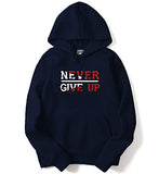 Adro Never Give Up Design Printed Hoodies/Sweatshirts For Men & Women (H20-M-Ngu-Nb_Navy_M)
