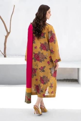 Anni Designer Women'S Rayon Viscose Printed Straight Kurta With Pant & Dupatta (Alim Yellow_Xl_Yellow_X-Large),Yellow,XL,Rayon,Casual,