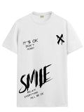 Adro Mens Smile Printed Cotton T-Shirt_Rn24-L2-Smile-Wh-S White