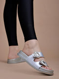 Shoetopia Embellished Silver Flats For Women /Eu37,Silver,4,B0DM67PTSZ