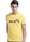 Adro Men'S Believe Design Printed T-Shirt (M, Light Yellow)
