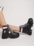 Shoetopia Smart Casual Lace-Up Detailed Black Boots For Women & Girls /Eu38,Black,5,B0DM64S266