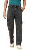 KOTTY Men's Solid Mid Rise Straight Fit Stylish Looking Cargo Jeans(Grey 34),Jade Grey_1