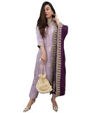 Anni Designer Women'S Rayon Viscose Printed Straight Kurta With Pant & Dupatta (Udh Purple-Vks01_Xxl_Purple_Xx-Large),Purple,2XL