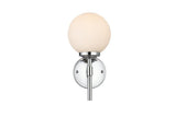 Living District Ansley 1-Light Iron & Glass Bath Sconce In Chrome/Frosted White