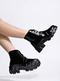 Shoetopia Women'S Flat Boots,Black,4,B0CNVPCXL7