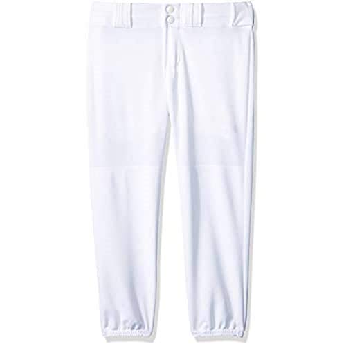 Alleson Athletic Girls Fast Pitch Softball Belt Loop Pants, White, Medium