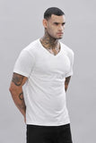 Adro Men'S V Neck Solid Cotton T-Shirt (Vn-M-Pln-Wh_White_M)