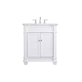 Elegant Decor Wesley 30 Steel And Solid Wood Single Bathroom Vanity Set - White
