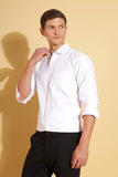 Fyltr Men'S Slim Fit Shirt - Dobby Self Design | Full Sleeve | Functional Patch Pocket | White Formal Shirts For Men,Moonlit White-Diamon,Moonlit White-Diamond,S