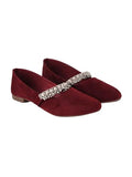 Shoetopia Embellished Slip-On Maroon Bellies For Women & Girls /Uk4-Eu37,Maroon,4,B0CK5MVYVP