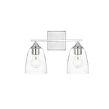 Living District Harris 2-Light Iron & Glass Bath Sconce In Chrome/Clear