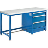 Global Industrial 72W X 30D Modular Workbench With 3 Drawers Esd Laminate Safety Edge Blue