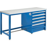 Global Industrial 72W X 30D Modular Workbench With 5 Drawers Esd Laminate Square Edge Blue