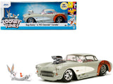 1957 Chevrolet Corvette Beige with Pink Interior with Bugs Bunny Figure Looney Tunes Hollywood Rides Series 1/24 Diecast Mod