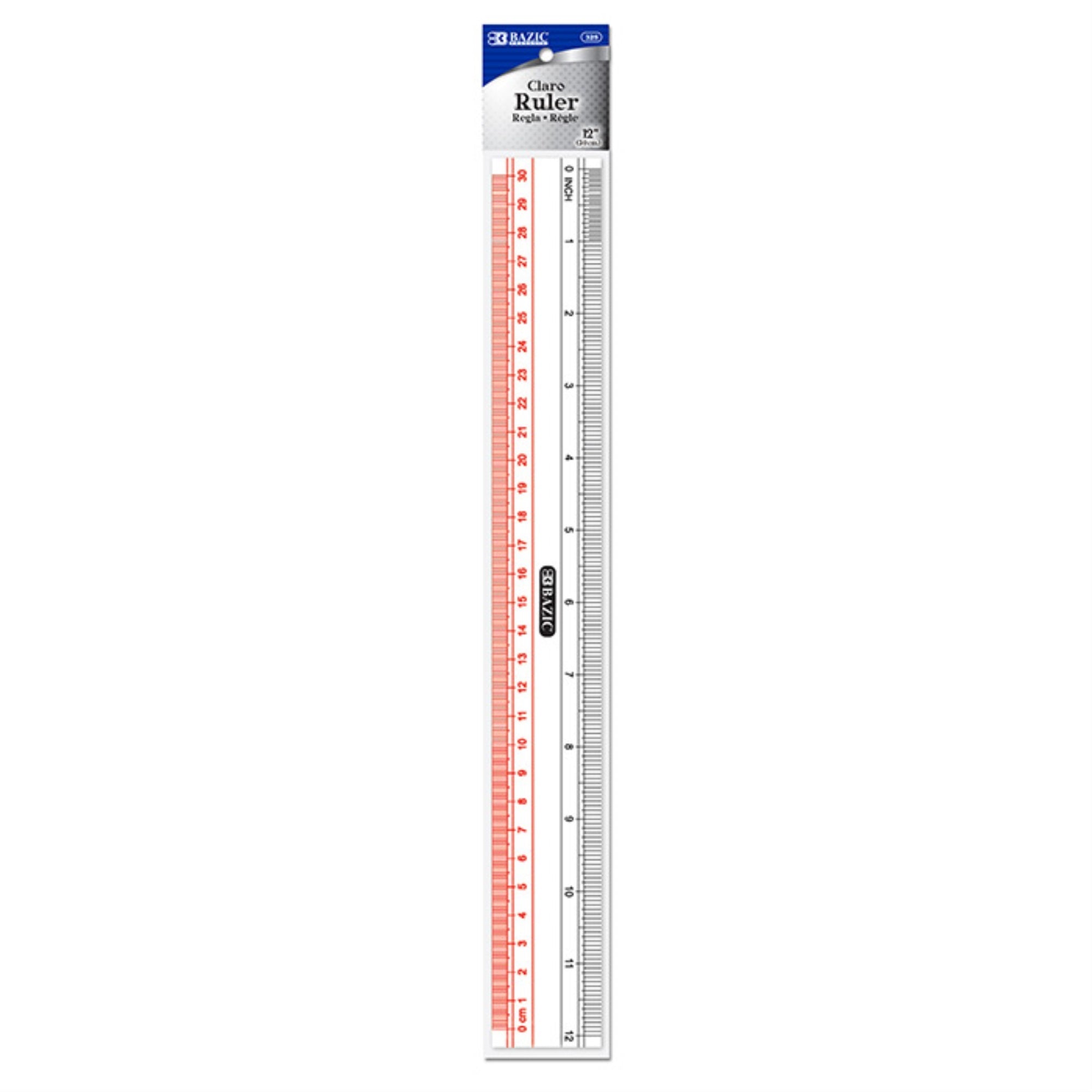Bazic Claro 12 (30Cm) Transparent Plastic Ruler / Box Qty - 24
