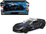 2015 Chevrolet Corvette Z06 Police Black with Blue Stripes and White Top Maisto Design Authority Series 1/24 Diecast Model C