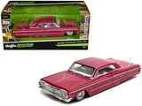 1964 Chevrolet Impala SS Lowrider Pink with Graphics and White Interior Lowriders Maisto Design Series 1/26 Diecast Model Ca
