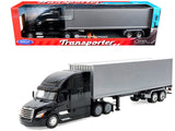 Freightliner Cascadia Truck Black with Silver Container Transporter Series 1/32 Diecast Model by Welly