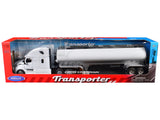 Freightliner Cascadia Truck White with White Tanker Trailer Transporter Series 1/32 Diecast Model by Welly