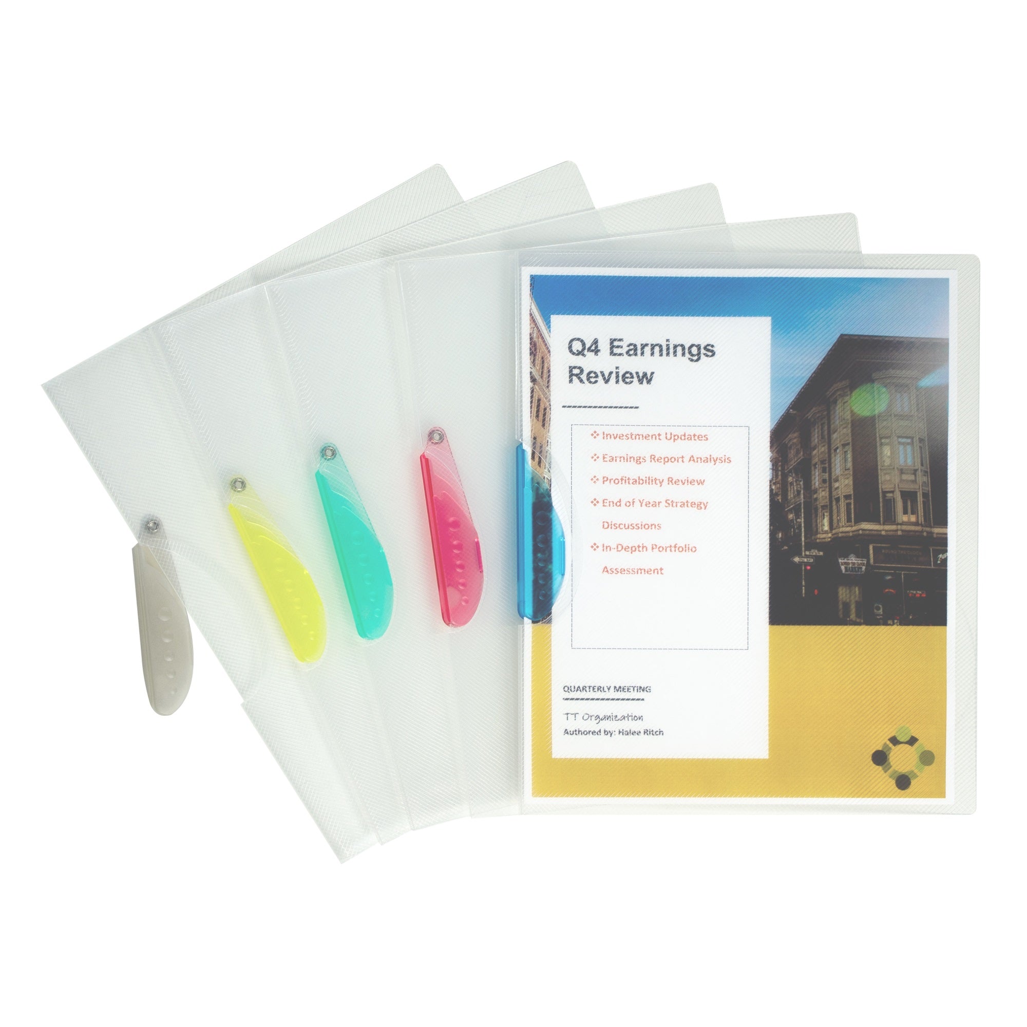 Report Cover With Swing Clip, Clear W/Assorted Color Clips (Color May Vary) (Set Of 24 Report Covers)