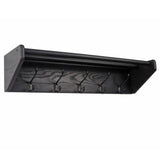 Wooden Mallet 5 Hook Shelf, Black Hooks, Black