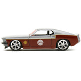 1969 Ford Mustang Silver Metallic and Dark Red and Star Lord Diecast Figure Marvel Guardians of the Galaxy Hollywood Rides S