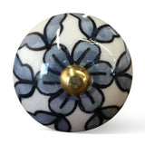 1.5 X 1.5 X 1.5 White Blue Black Handpainted Ceramic Knobs 8 Pack