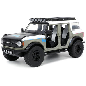 2021 Ford Bronco Gray And White With Matt Black Hood With Roof Rack M2 Motoring Just Trucks Series 1/24 Diecast Model Ca