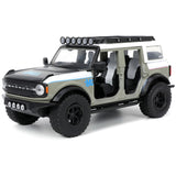 2021 Ford Bronco Gray And White With Matt Black Hood With Roof Rack M2 Motoring Just Trucks Series 1/24 Diecast Model Ca